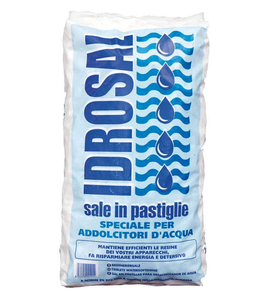 Sale in pastiglie idrosal per addolcitori d'acqua, sacco 25 kg